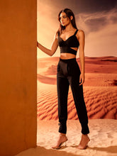 Cut - outs crop top with high waisted trouser